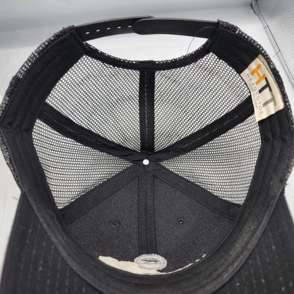 HeadToToe White Cap Embroidered Logo Mesh Trucker Hat Cap Black American Flag - Picture 7 of 9